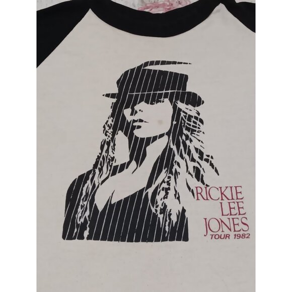 VTG 1982 Rickie Lee Jones Raglan Band T-Shirt L Rare 80s Band Ringer ~ Flaws - Picture 3 of 6